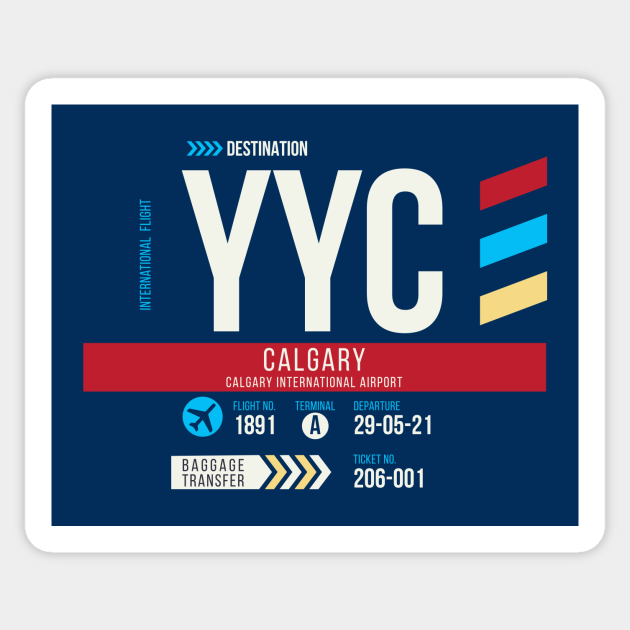 Calgary (YYC) Airport Code Baggage Tag Calgary Alberta Sticker